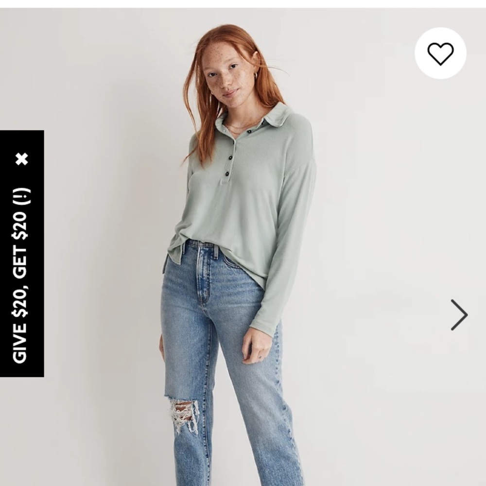 NWT Madewell Dreamiest Knit Long-Sleeve Henley Polo